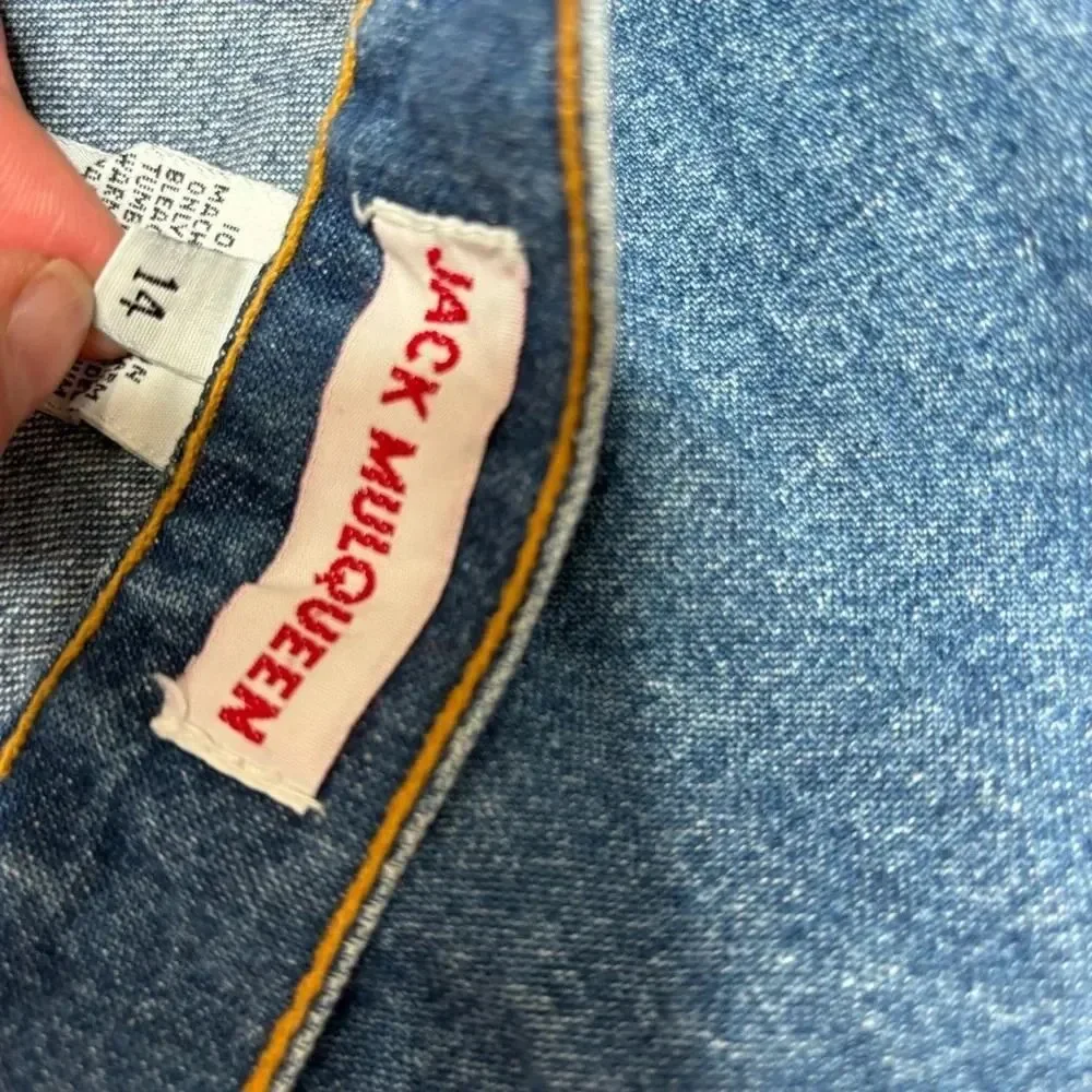 Y2K 90s vintage Denim 100% Cotton Midi length Jean blue skirt size 14 casual